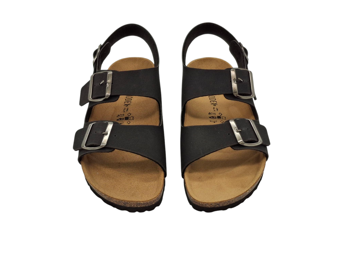 Sandali unisex Ciabatte Tipo Birkenstock Milano Marrone Fibbie Plantare Anatomico