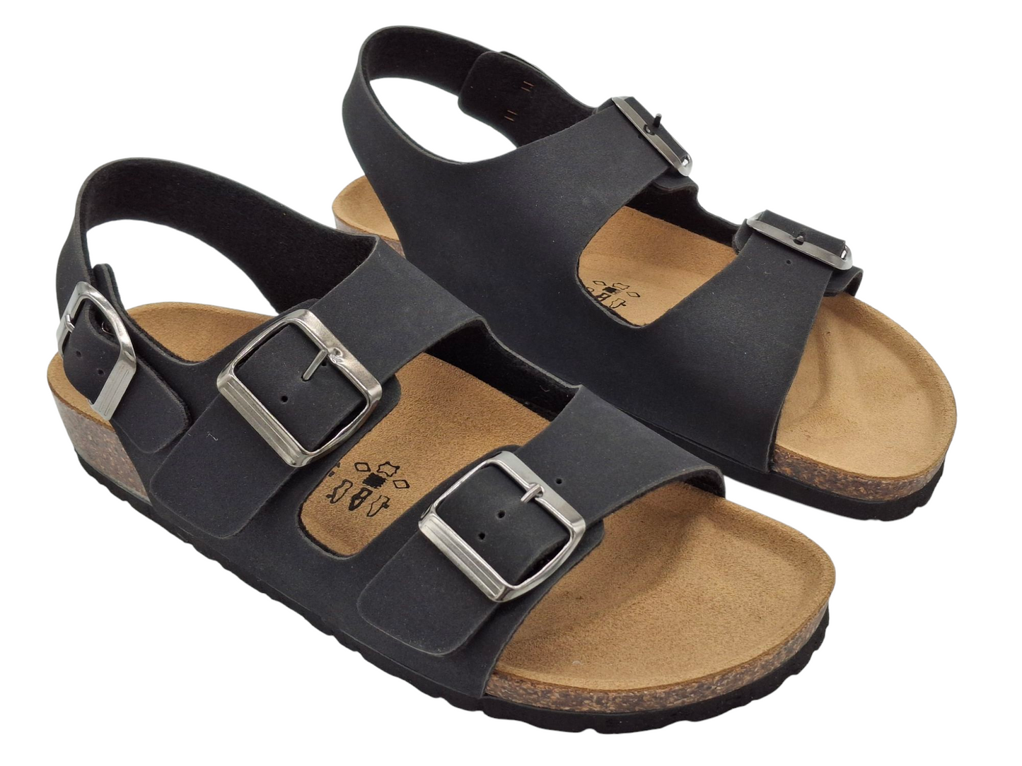 Sandali unisex Ciabatte Tipo Birkenstock Milano Marrone Fibbie Plantare Anatomico