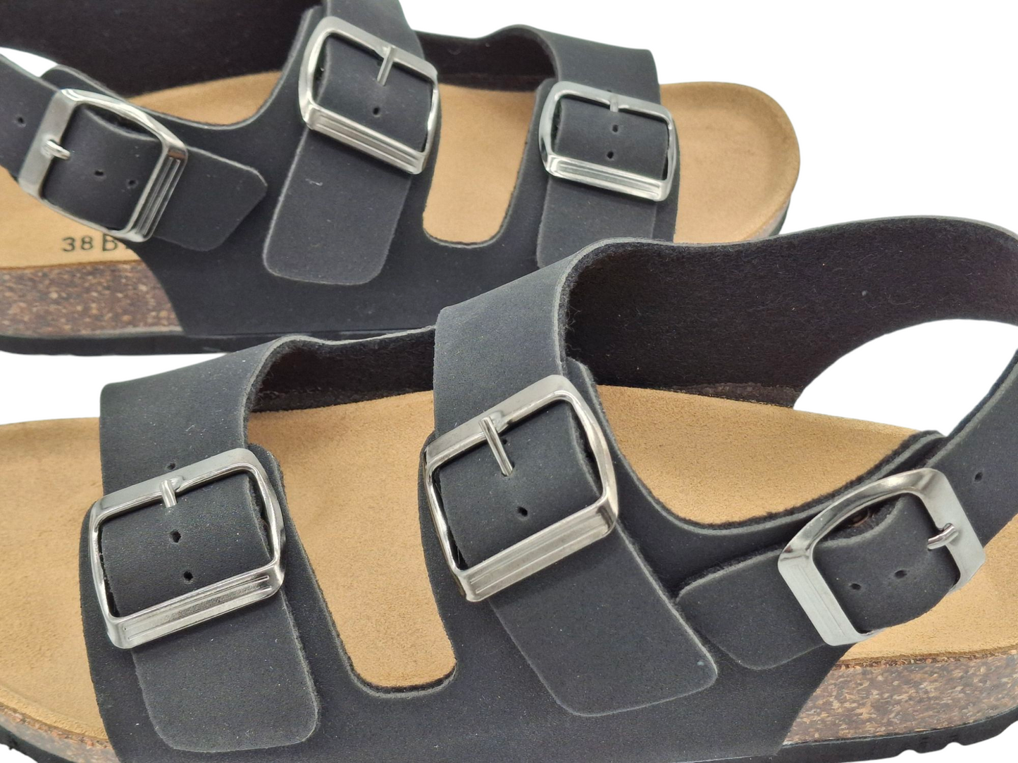 Sandali unisex Ciabatte Tipo Birkenstock Milano Marrone Fibbie Plantare Anatomico