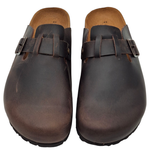 Sabot unisex pelle e sughero Modello Birkenstock Boston Made in Italia Comfort
