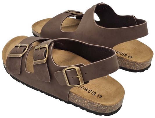 Sandali unisex Ciabatte Tipo Birkenstock Milano Marrone Fibbie Plantare Anatomico