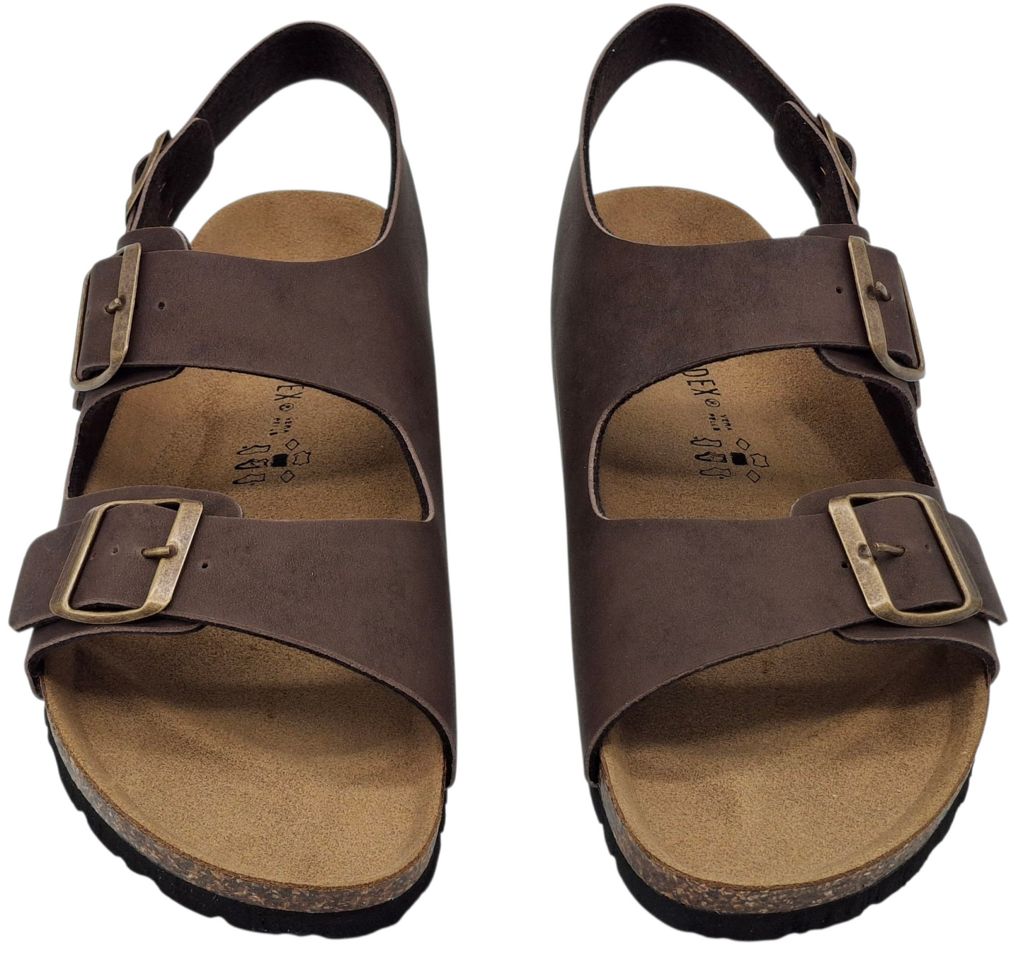Sandali unisex Ciabatte Tipo Birkenstock Milano Marrone Fibbie Plantare Anatomico