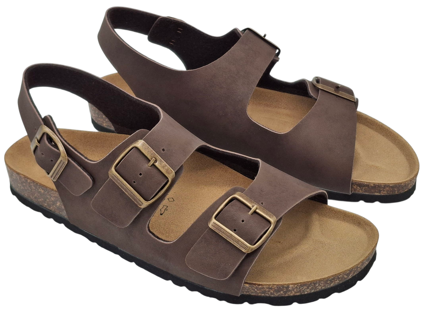 Sandali unisex Ciabatte Tipo Birkenstock Milano Marrone Fibbie Plantare Anatomico