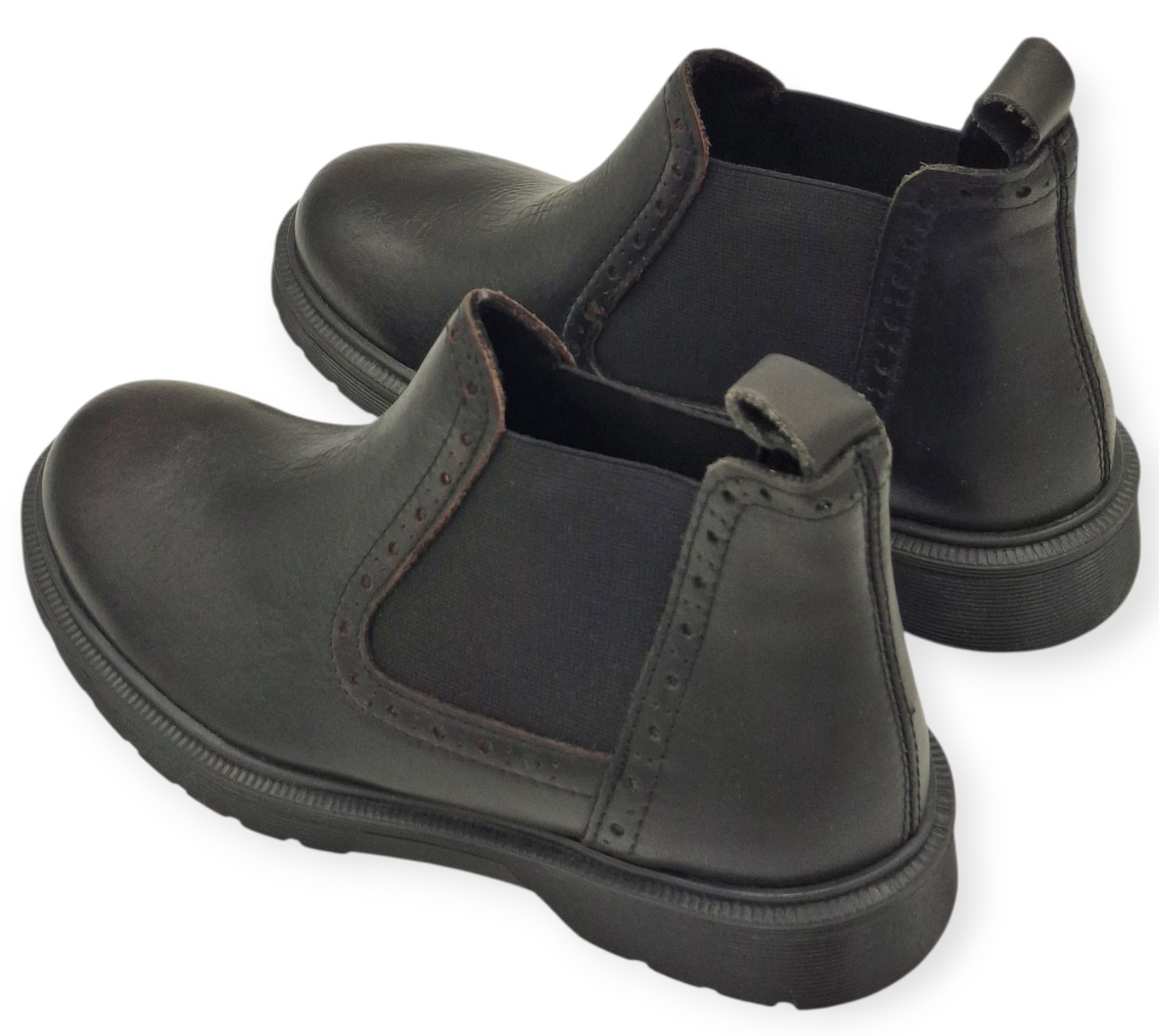 Stivaletto Donna Chelsea Anfibio Vera Pelle Nera con Elastico Scarpe Invernali