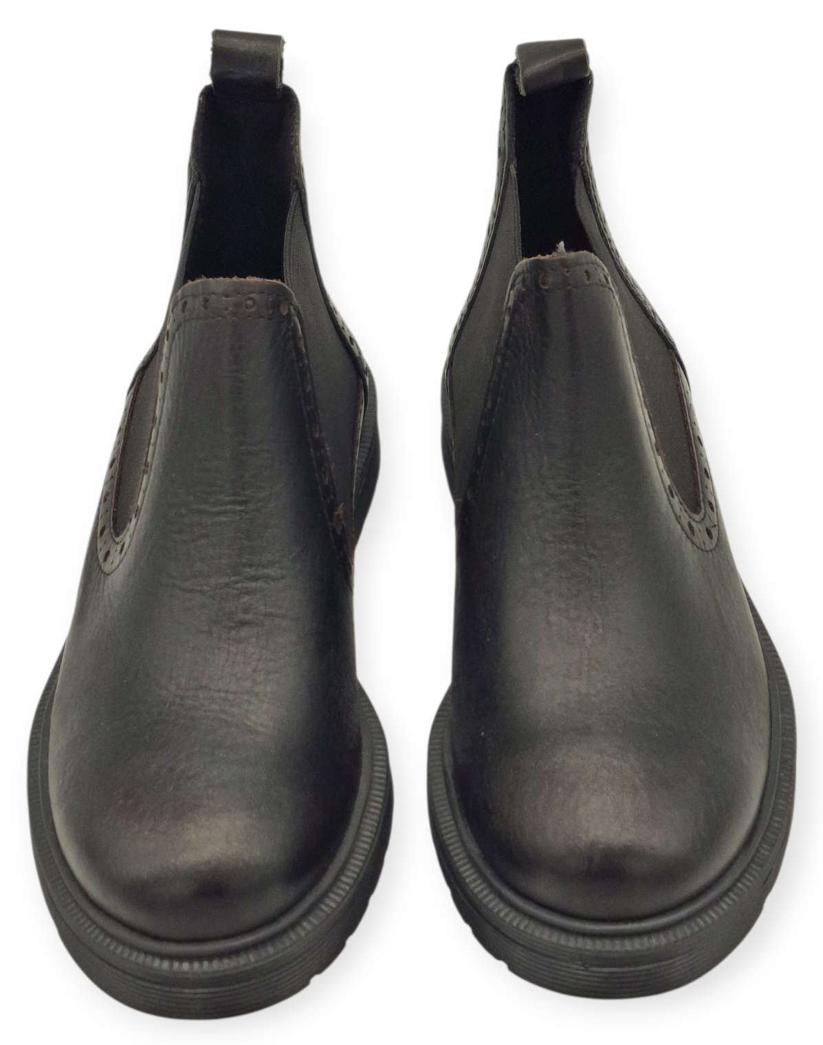 Stivaletto Donna Chelsea Anfibio Vera Pelle Nera con Elastico Scarpe Invernali