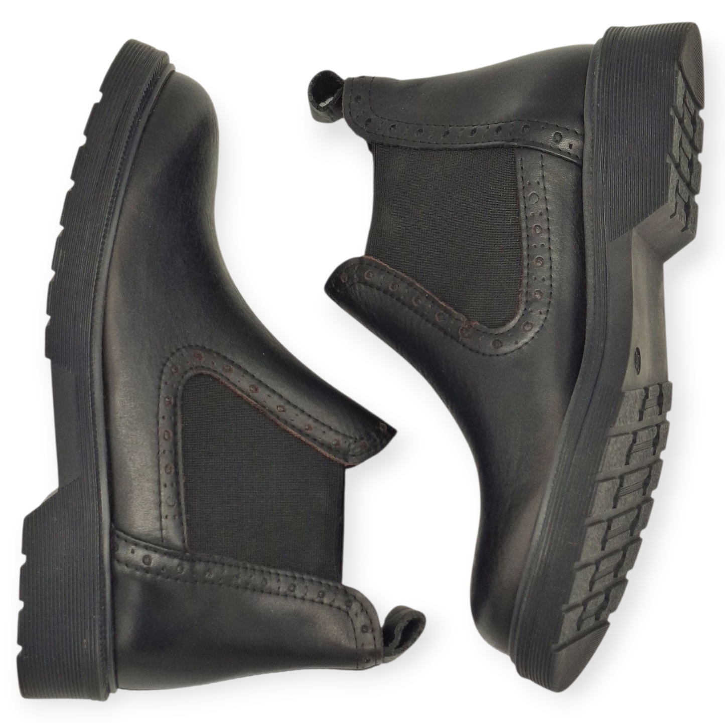 Stivaletto Donna Chelsea Anfibio Vera Pelle Nera con Elastico Scarpe Invernali