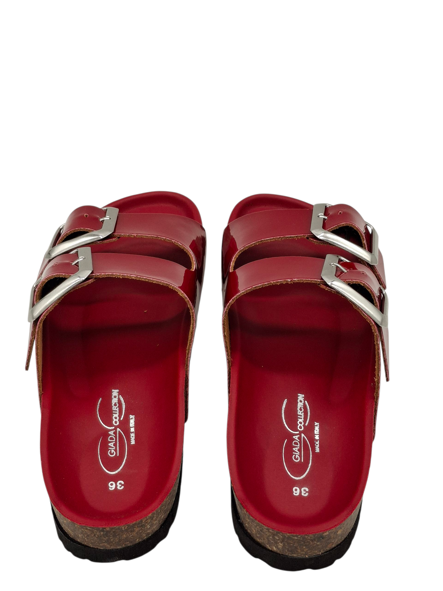 Ciabatte Donna Doppia Fibbia Pelle Nero Lucido Modello Birkenstock Arizona