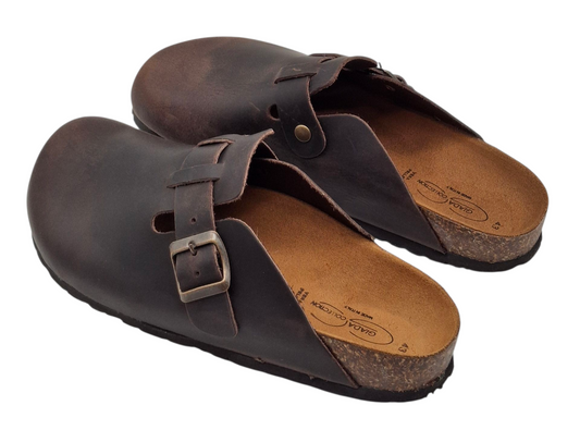 Sabot unisex pelle e sughero Modello Birkenstock Boston Made in Italia Comfort