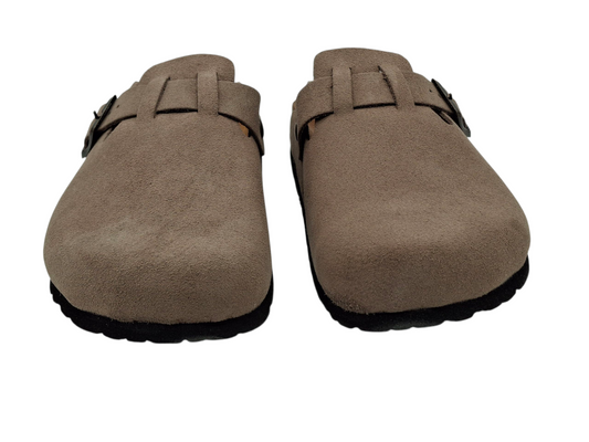 Ciabatte Sabot Beige Vera Pelle Scamosciata modello Birkenstock Boston
