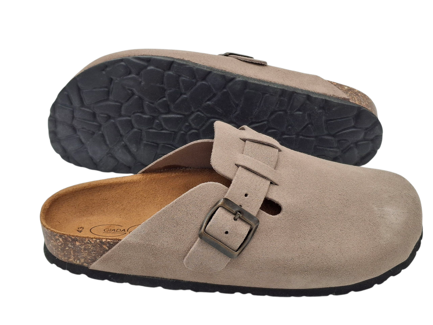 Ciabatte Sabot Beige Vera Pelle Scamosciata modello Birkenstock Boston