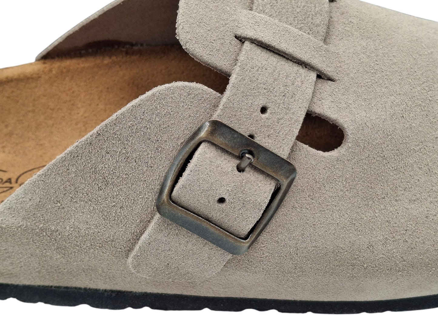 Ciabatte Sabot Beige Vera Pelle Scamosciata modello Birkenstock Boston