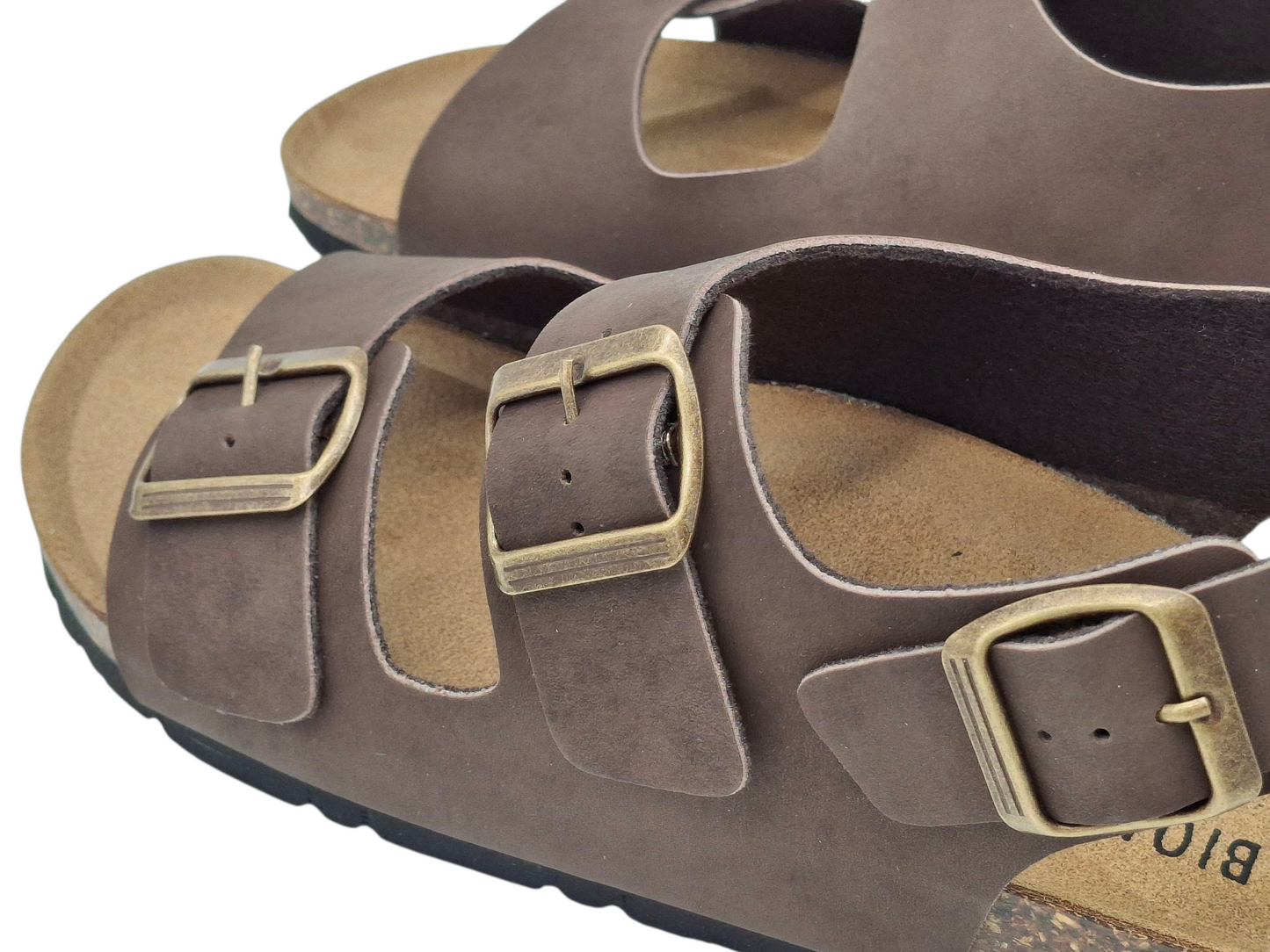 Sandali unisex Ciabatte Tipo Birkenstock Milano Marrone Fibbie Plantare Anatomico