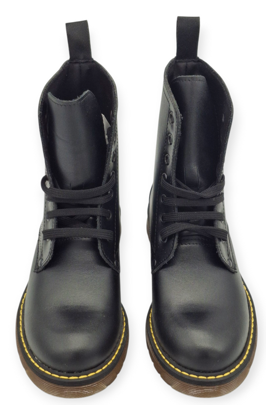 STIVALI ANFIBI DONNA IN VERA PELLE  MADE IN ITALY LACCI SUOLA CHUNKY BOOTS